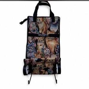 Vintage Cat Tapestry Rolling Shopping Cart Tote Bag